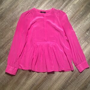 J. Crew Pink 100%‎ Silk Blouse Size Small